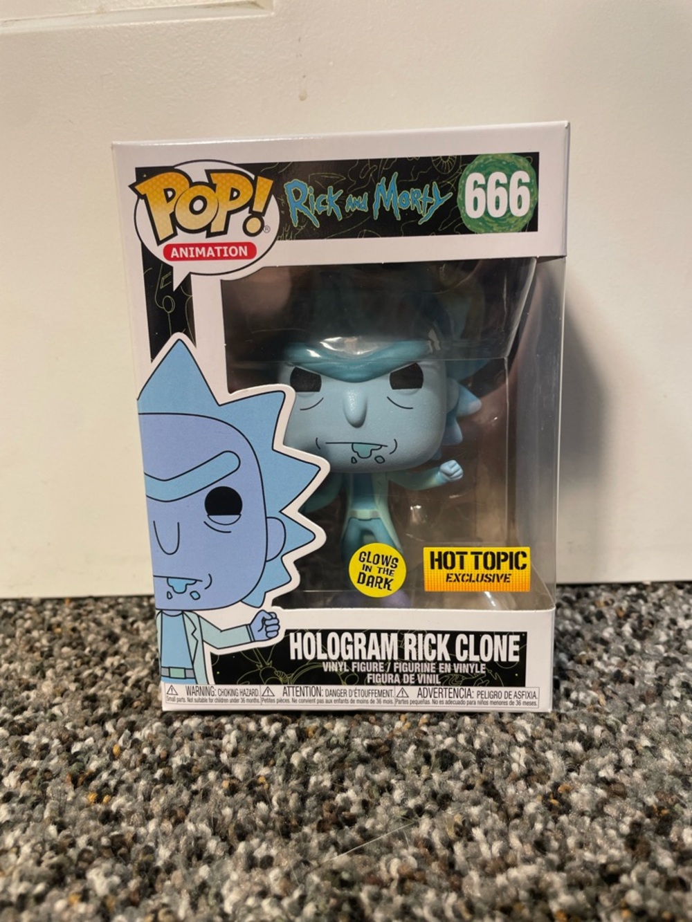 Funko Pop! Rick and Morty Hologram Rick Clone Pop! Glow in the Dark HT Ex